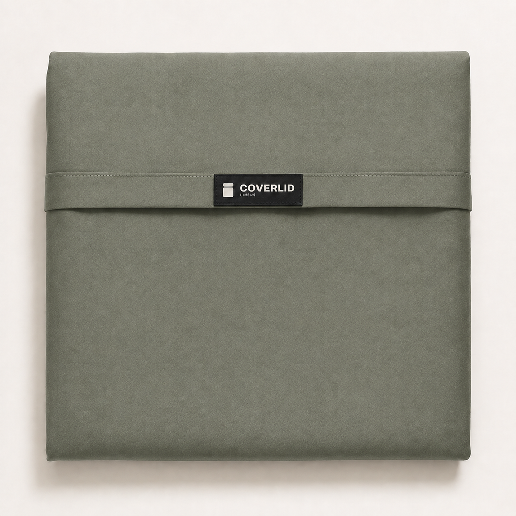 Dusk Duvet Cover Full/Queen in Thyme, detail view