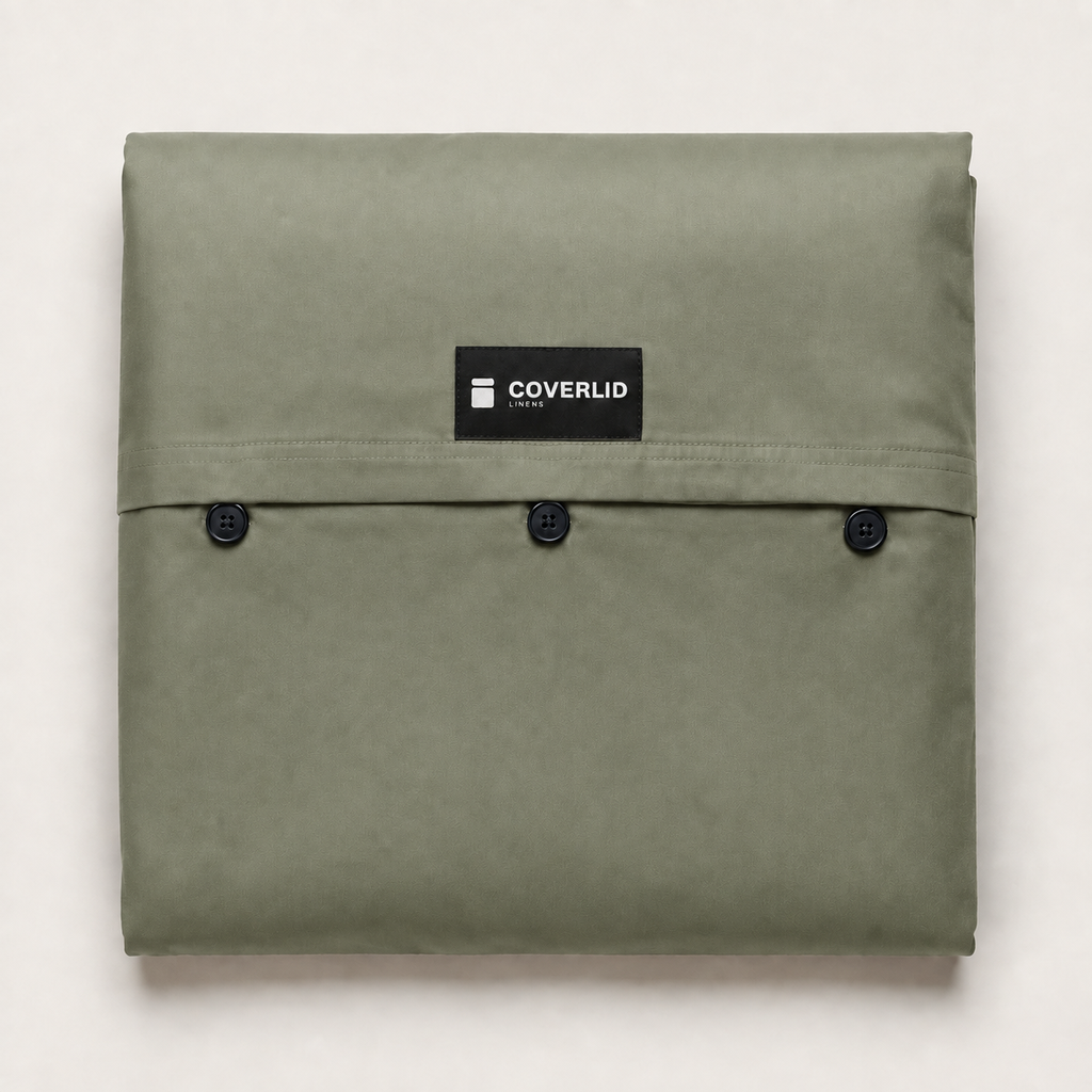 Dusk Duvet Cover King in Thyme, detail view