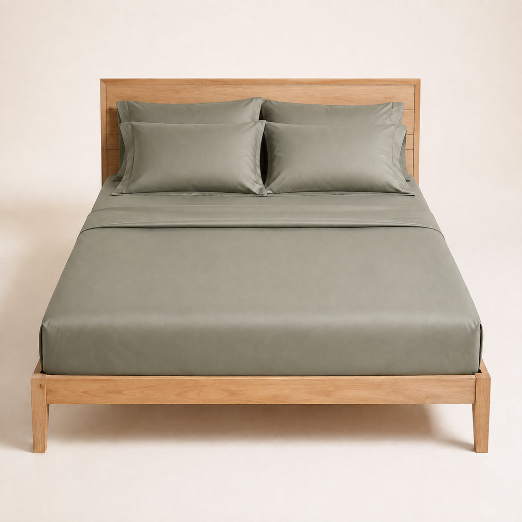 Dusk Sheet Set King in Thyme, made view