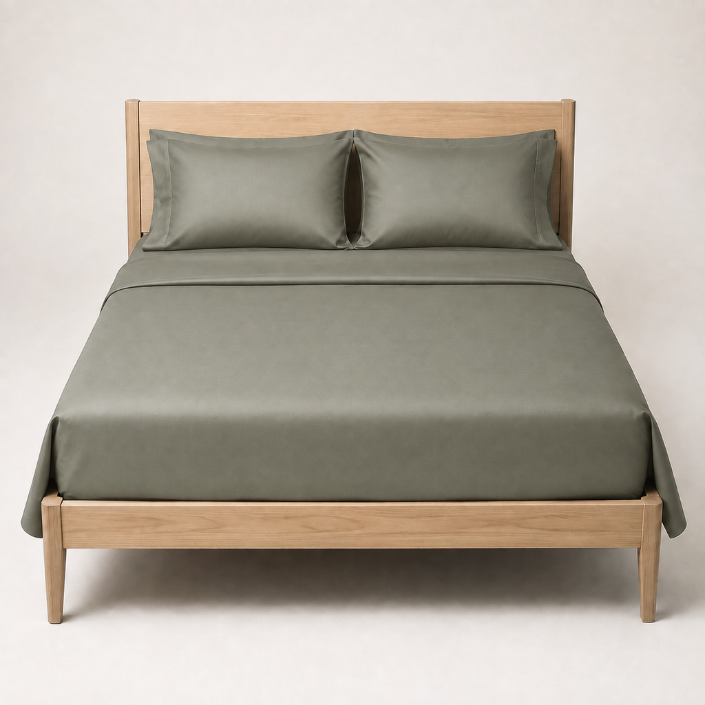 Dusk Sheet Set Queen in Thyme, made view