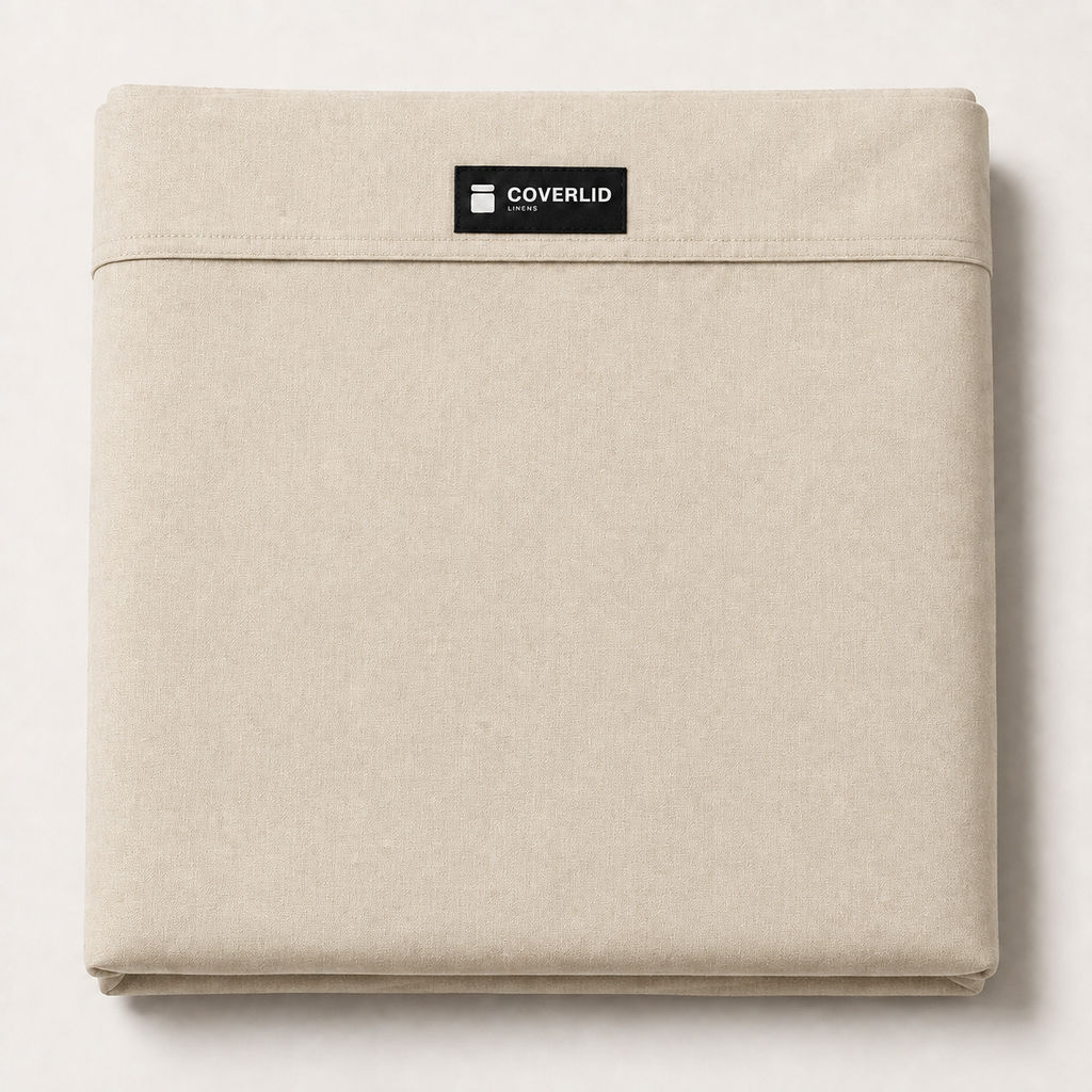 Field Duvet Cover Full/Queen in Oat, detail view