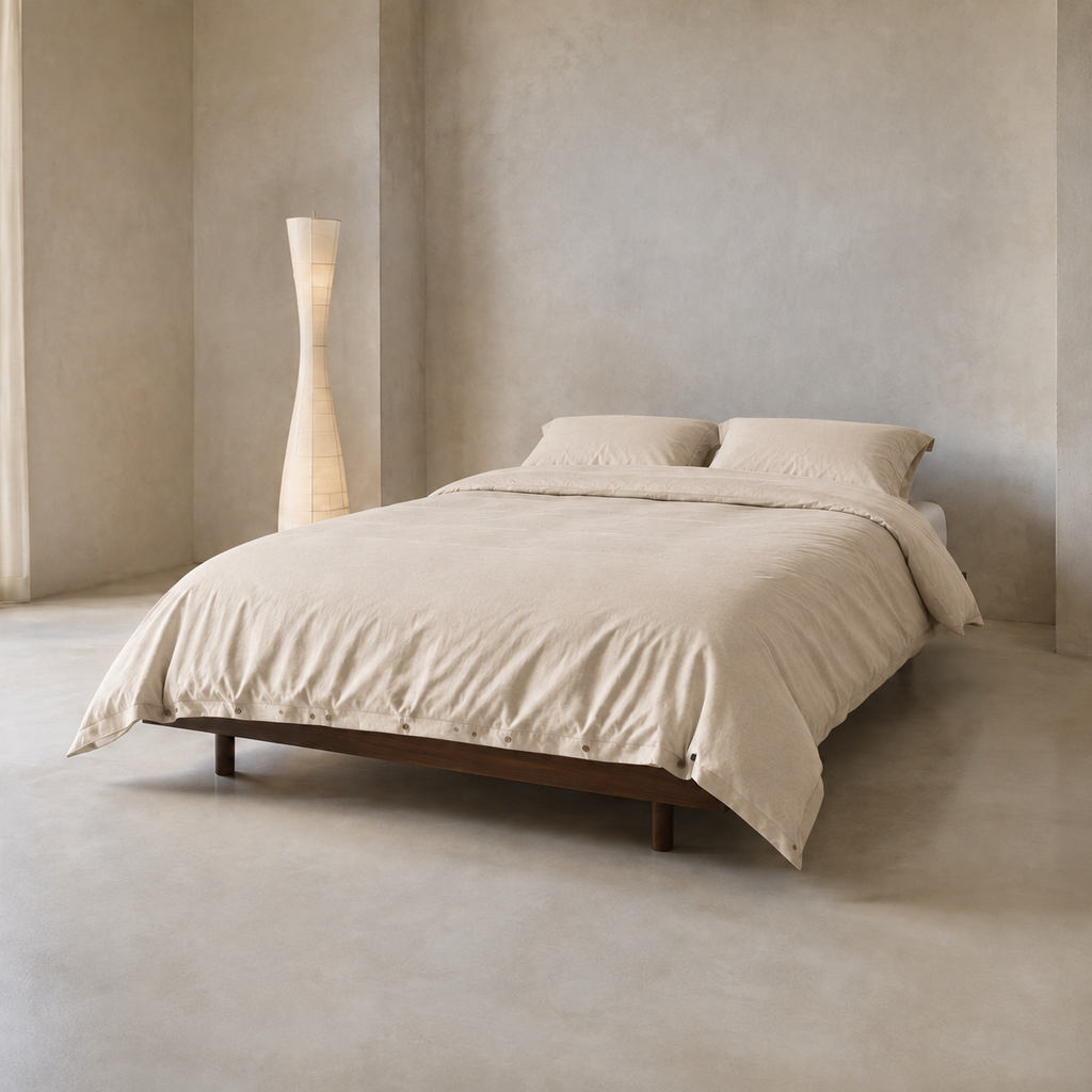 Field Duvet Cover Full/Queen in Oat, lifestyle view