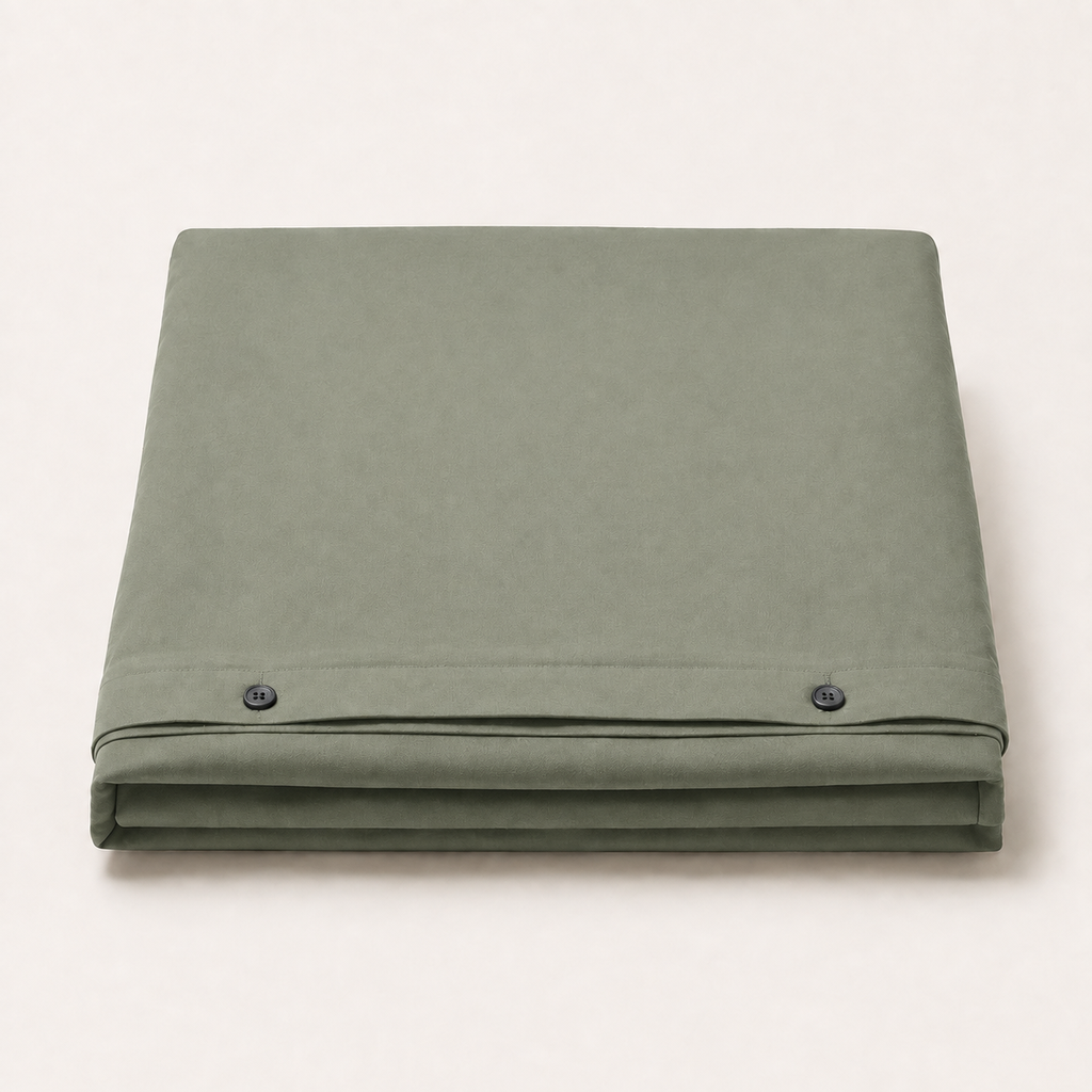 Field Duvet Cover Full/Queen in Thyme, stack view