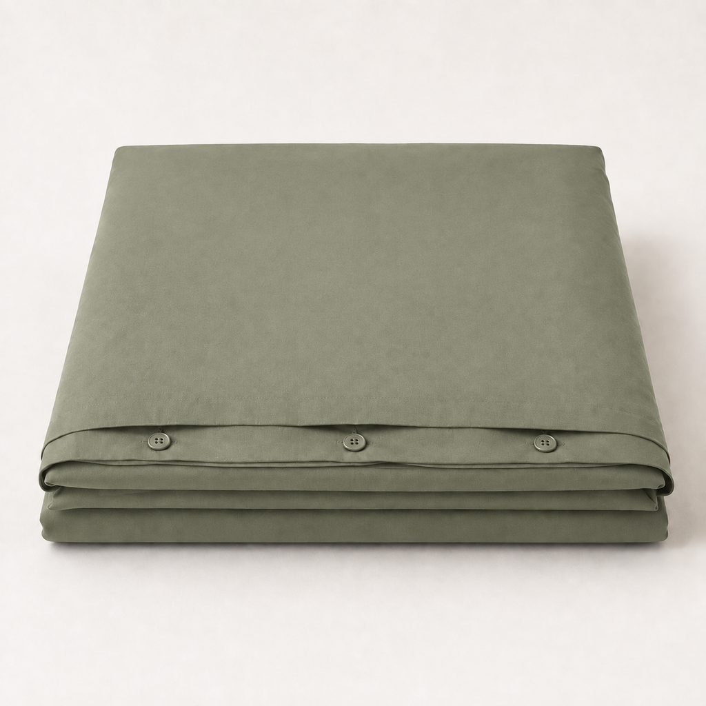 Field Duvet Cover King in Thyme, stack view