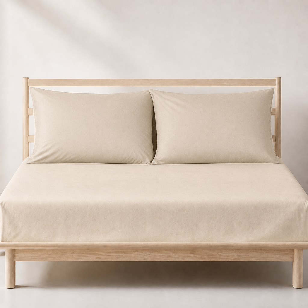 Field Pillowcase Pair Standard in Oat, made view