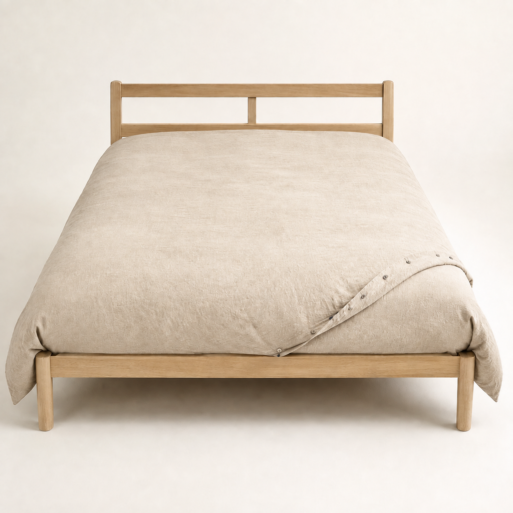 Flax Duvet Cover Full/Queen in Oat, made view