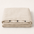 Flax Duvet Cover Full/Queen in Oat, stack view