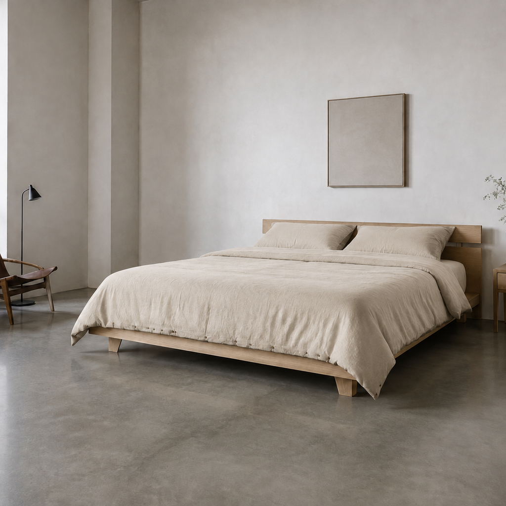 Flax Duvet Cover King in Oat, lifestyle view