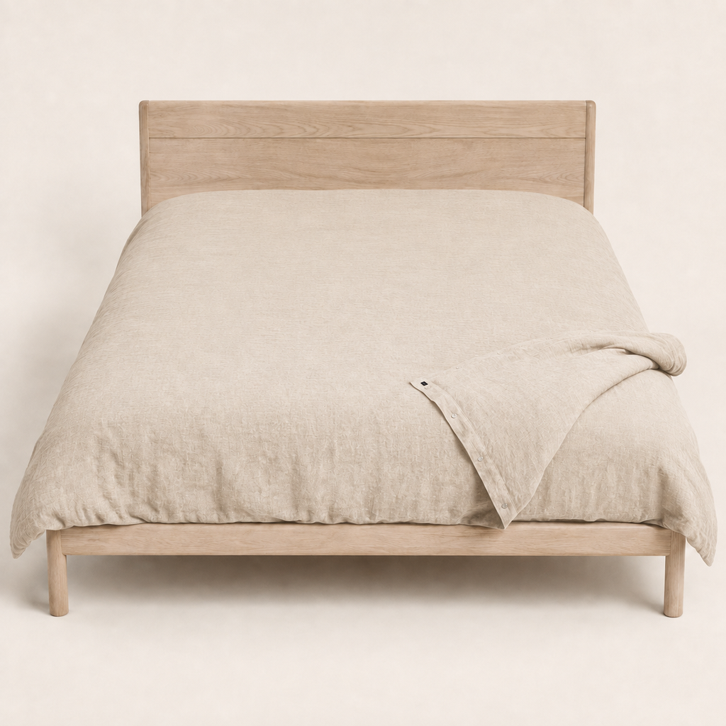 Flax Duvet Cover King in Oat, made view
