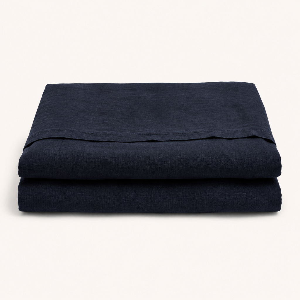 Flax Pillowcase Pair Standard in Ink, stack view