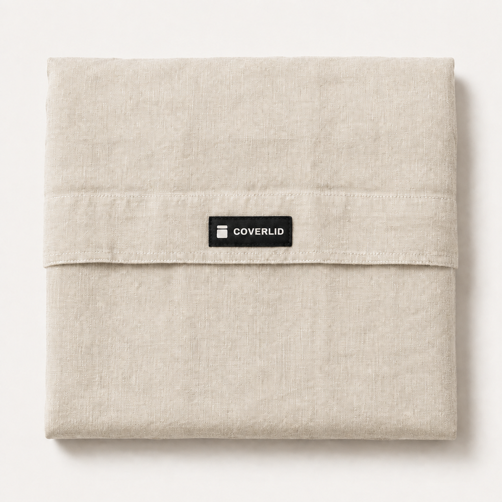 Flax Pillowcase Pair Standard in Oat, detail view
