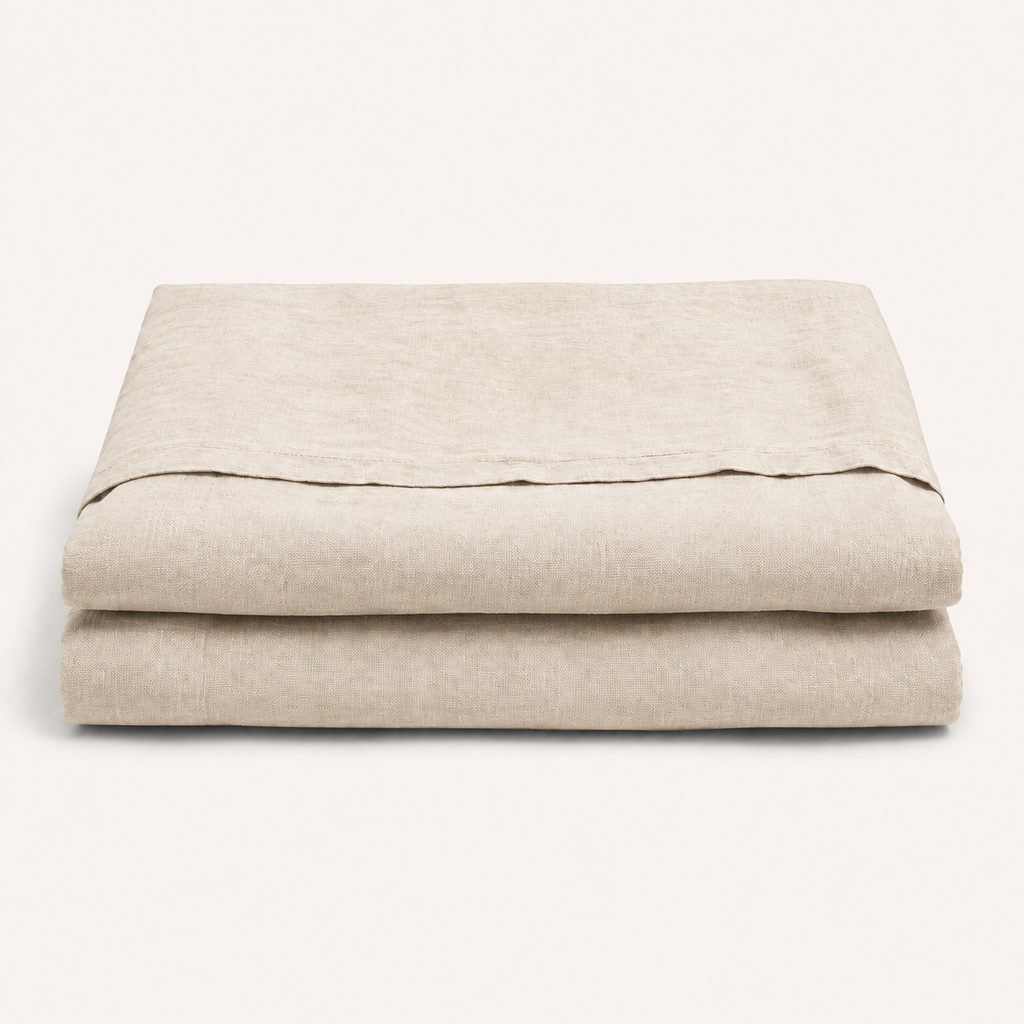 Flax Pillowcase Pair Standard in Oat, stack view
