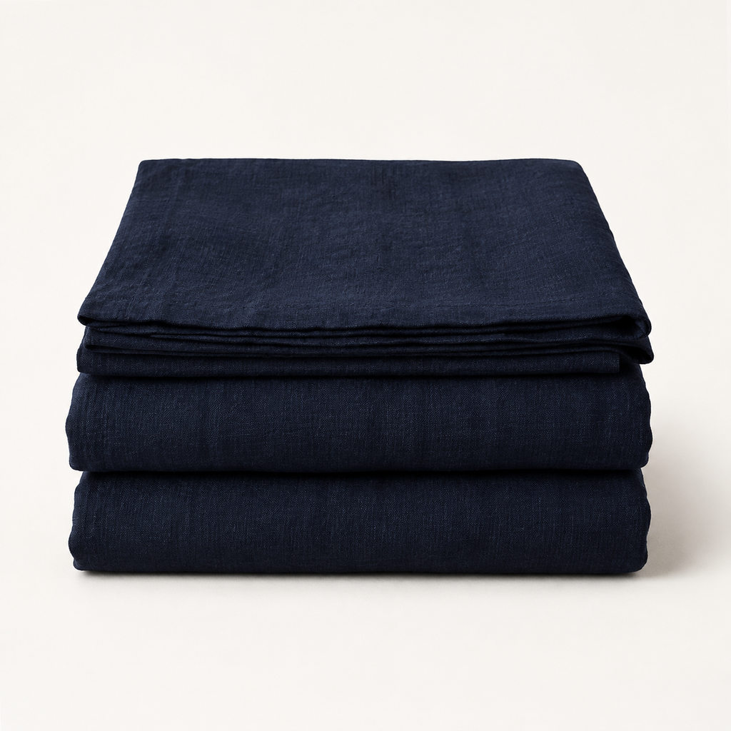 Flax Sheet Set King in Ink, stack view