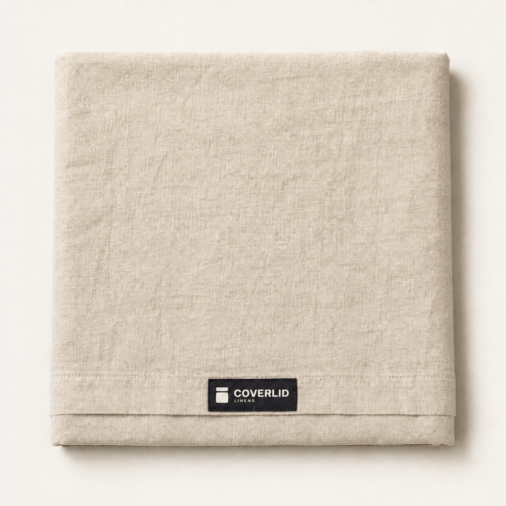 Flax Sheet Set King in Oat, detail view