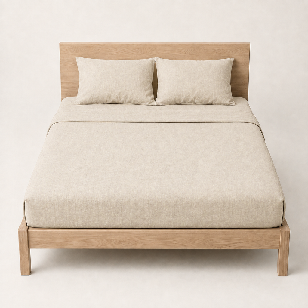 Flax Sheet Set King in Oat, made view