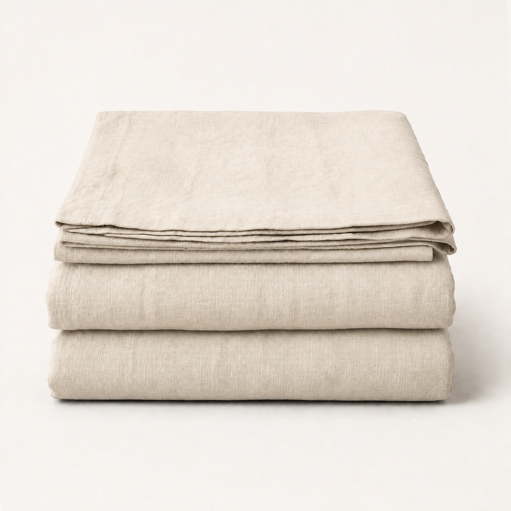 Flax Sheet Set King in Oat, stack view