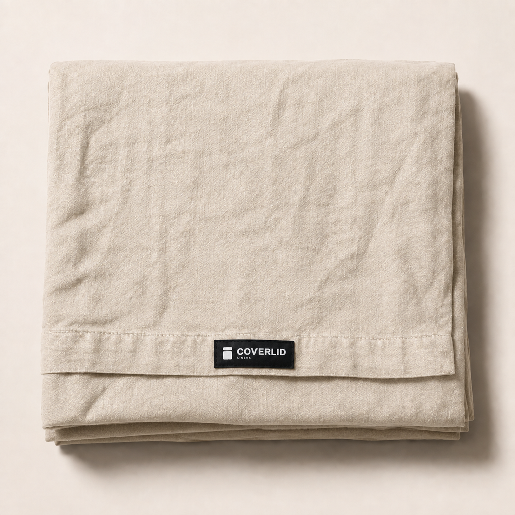 Flax Sheet Set Queen in Oat, detail view