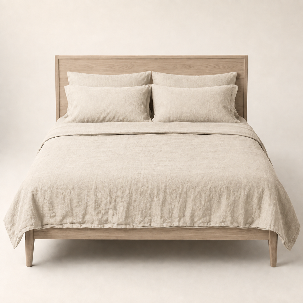 Flax Sheet Set Queen in Oat, made view