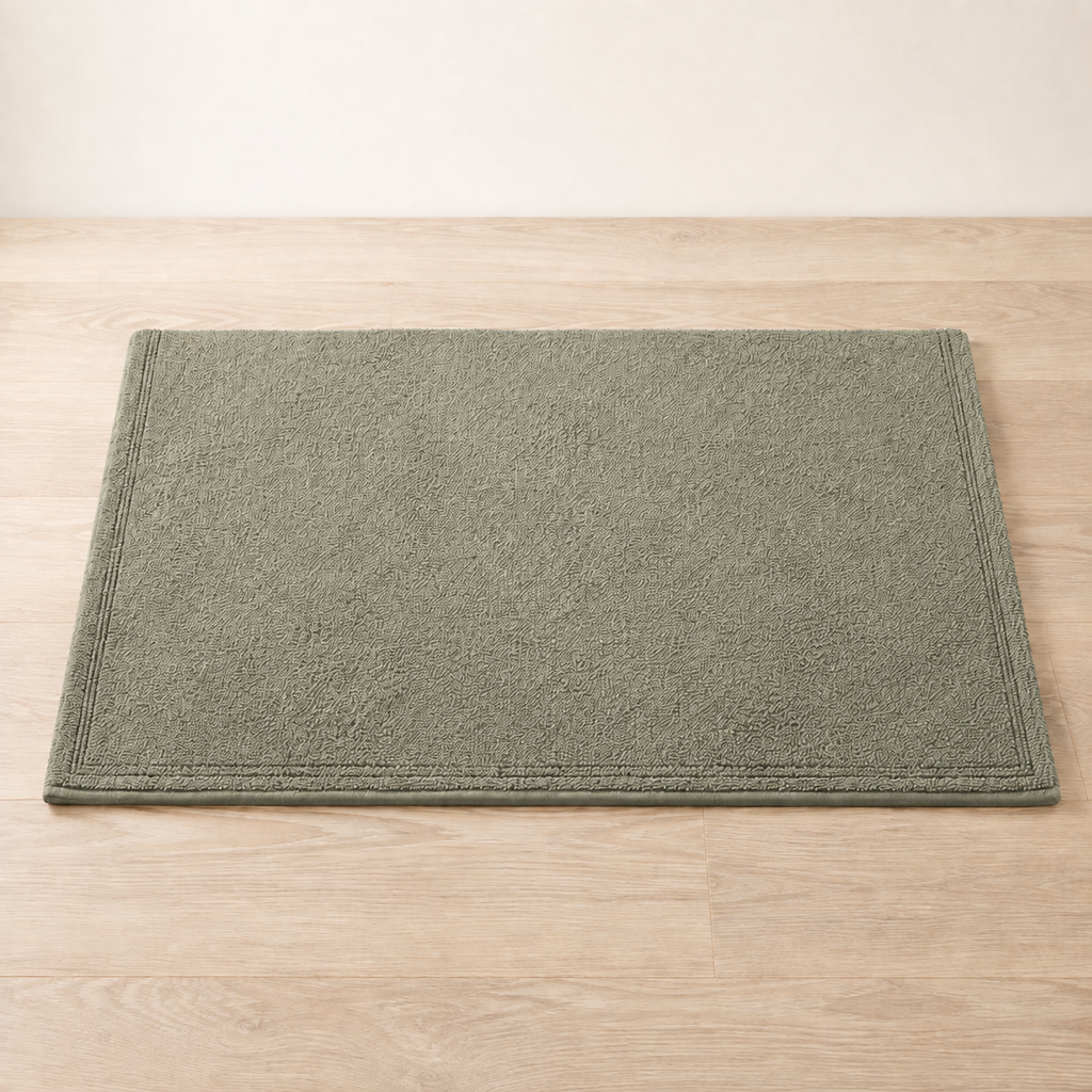 Huck Bath Mat in Thyme, made view