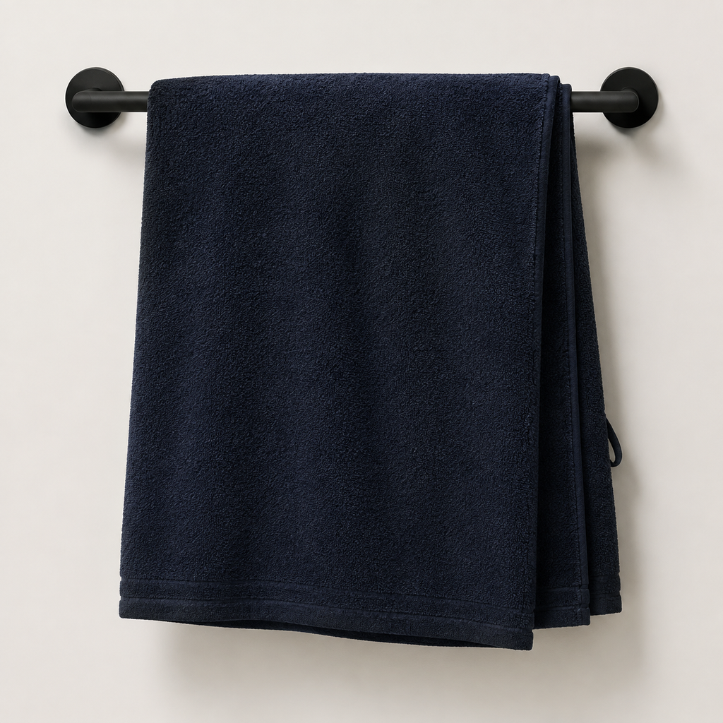 Huck Bath Sheet in Ink, made view