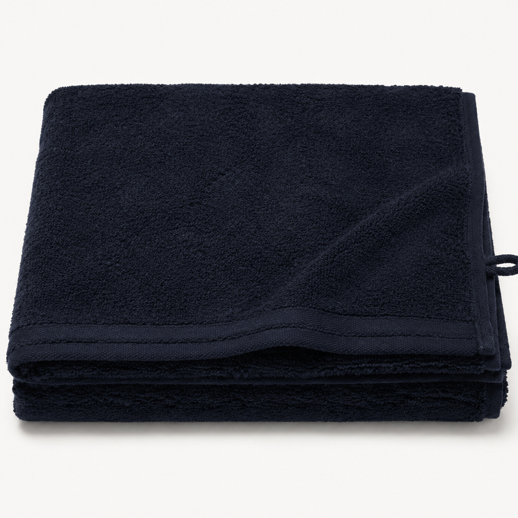 Huck Bath Sheet in Ink, stack view