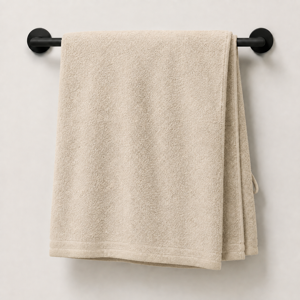 Huck Bath Sheet in Oat, made view