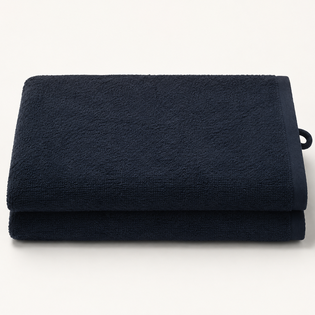 Huck Bath Towel in Ink, stack view