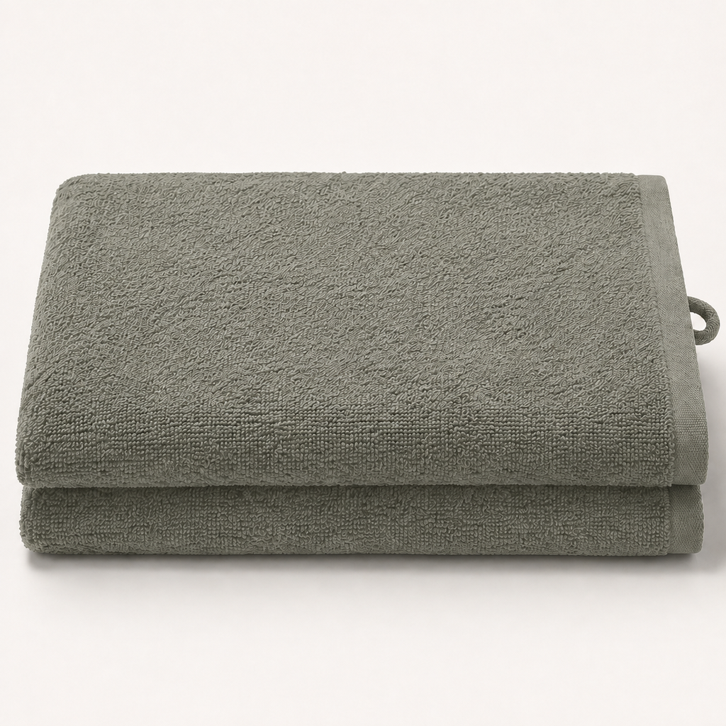 Huck Bath Towel in Thyme, stack view