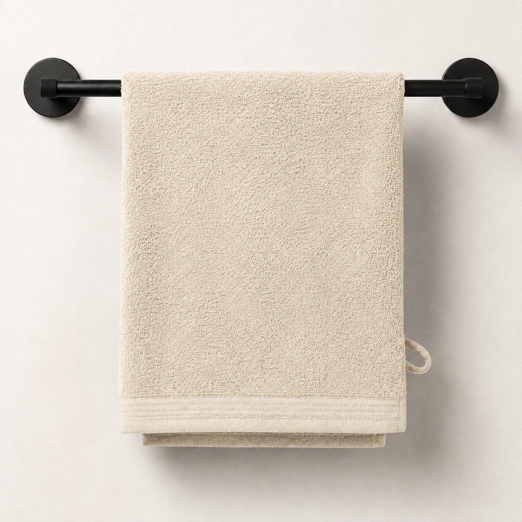Huck Hand Towel in Oat, made view