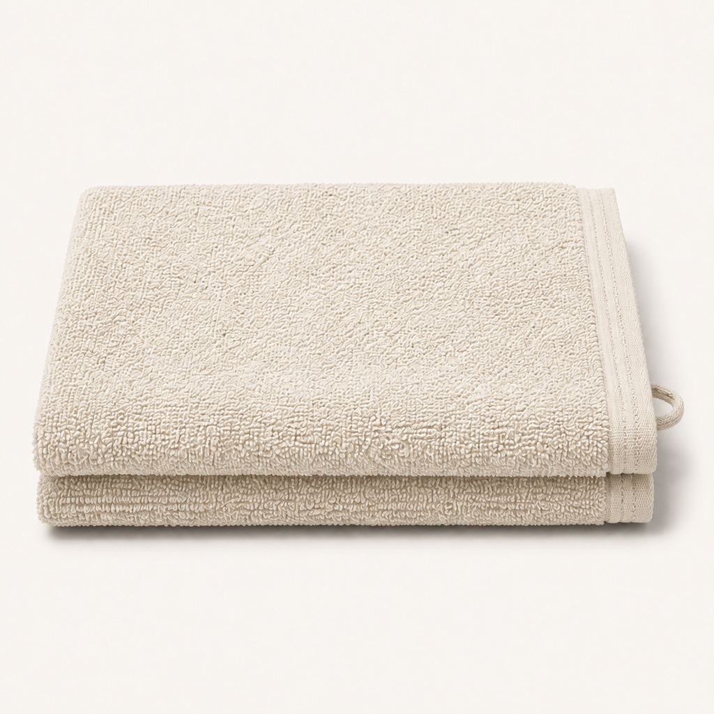 Huck Hand Towel in Oat, stack view